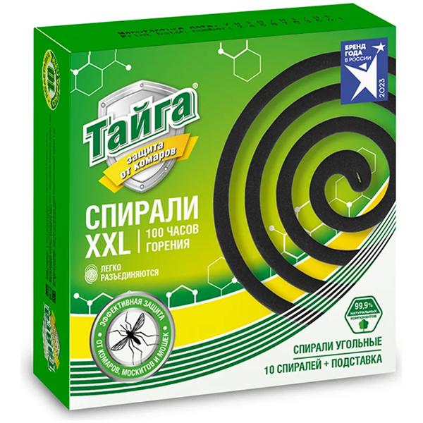 Спирали от комаров ТАЙГА черные (10шт) в Мегионе