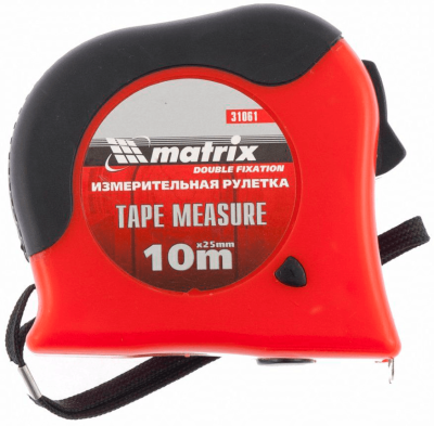 Рулетка 10м*25мм MATRIX DOUBLE fixation (31061) в Мегионе
