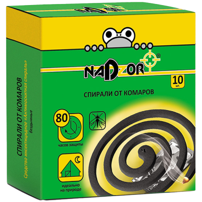Спирали от комаров NADZOR (10шт) черные в Мегионе