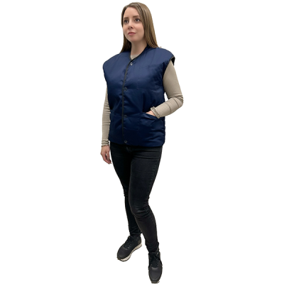 Жилет утепленный иск.мех синий  в Мегионе